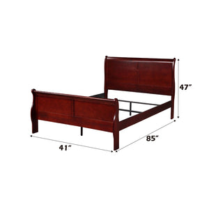 English Elm Louis Philippe Cherry Finish Twin Sleigh Bed - Timeless Elegance With Curved Headboard & Sturdy Support B2726S00148-GIGA