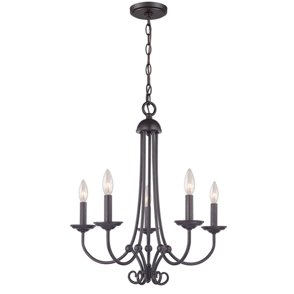 Thomas Lighting Montgomery Five Light Candelabra Chandelier Oil Rubbed Bronze for Dining or Entryway 1505CH/10