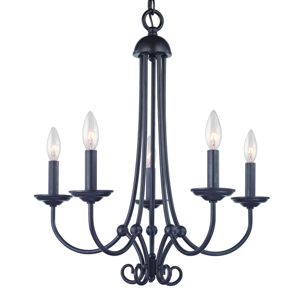 Thomas Lighting Montgomery Five Light Candelabra Chandelier Oil Rubbed Bronze for Dining or Entryway 1505CH/10