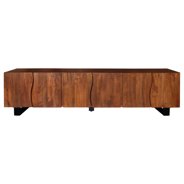 English Elm Harper Solid Mango Wood Media Console with Curved Doors for Large Living Rooms B062P451817