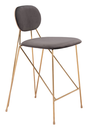 Georges Counter Stool - Set of 2 Gray & Gold 109662 Zuo Modern