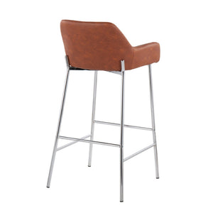 English Elm Contemporary Chrome Barstools with Camel Faux Leather Padded Seats for Kitchen Islands B202S00542