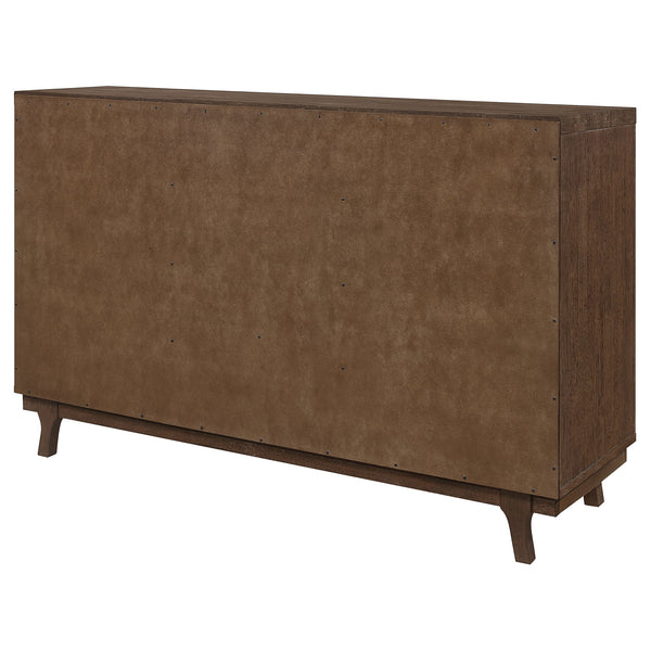 English Elm McCall Brown Oak 2-Door Server with Drawer, Rustic Farmhouse Sideboard 59" Wide, Felt-Lined Top B062P358301