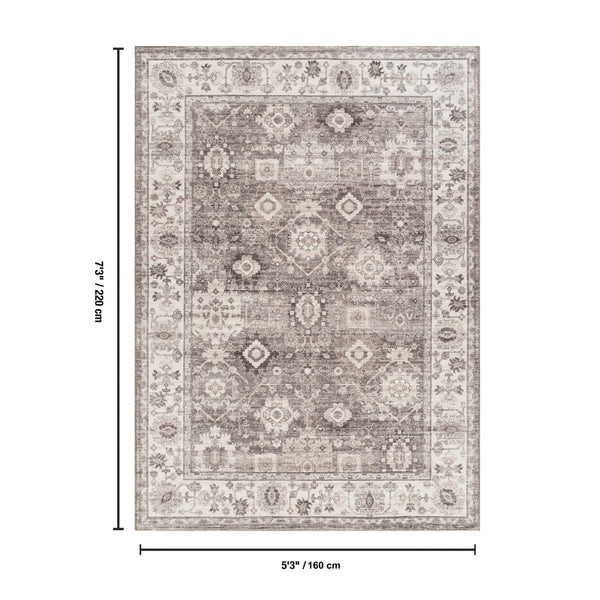 English Elm Majestic Traditional Polyester Area Rug Warm Brown Heirloom Pattern for Living Rooms B186P428877