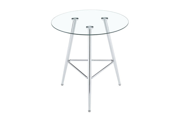 English Elm 36 Inch Round Glass Top Bar Table Chrome Tripod Base Modern Bistro Pub Style W3493P452043