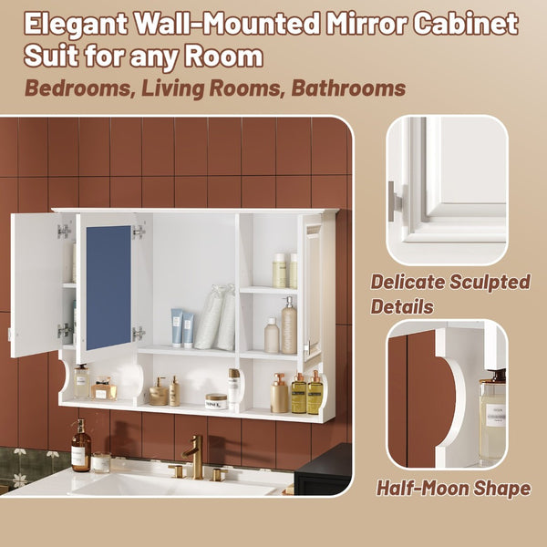 English Elm 3-in-1 Wall Mounted Bathroom Medicine Cabinet with Soft Close Mirror and Towel Bar White N710P358620K