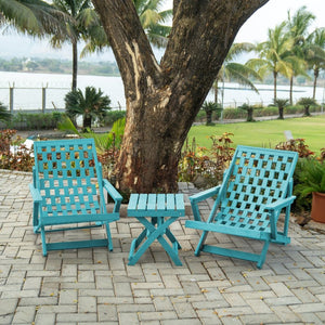 English Elm Pinecrest Outdoor Folding Lounge Chair Recycled Hdpe Reclining Patio Seat with Cushion Teal B2745P409693
