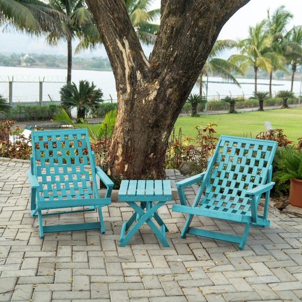 English Elm Pinecrest Outdoor Folding Lounge Chair Recycled Hdpe Reclining Patio Seat with Cushion Teal B2745P409693