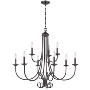 Thomas Lighting Montgomery 9 Light Candelabra Chandelier Oil Rubbed Bronze Transitional Dining Room 1509CH/10