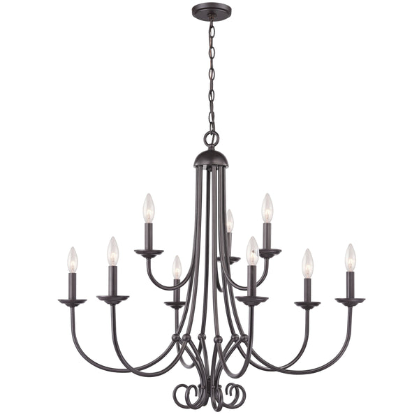 Thomas Lighting Montgomery 9 Light Candelabra Chandelier Oil Rubbed Bronze Transitional Dining Room 1509CH/10