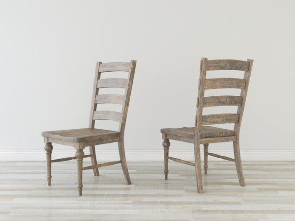 English Elm Wallace & Bay - Taupe Rustic Ladderback Dining Chairs Set of 2 – Solid Wood, Sandstone Buff Finish, Durable Easy-Care Design B2709P212371