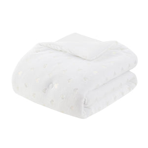 English Elm 4 Pcs Elegant Metallic Printed Plush Comforter Set For Full/Queen Beds With Cozy Throw Pillow B035P319890