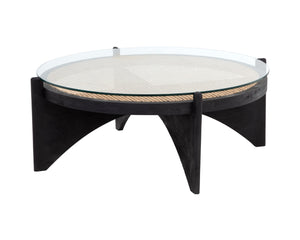 Sunpan ADORA Coffee Table - Artisan-Crafted Round Rattan & Mango Wood Centerpiece for Unique Living Spaces 110198