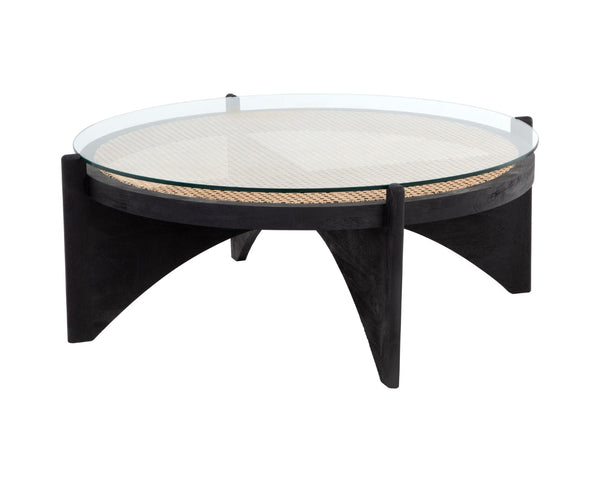 Sunpan ADORA Coffee Table - Artisan-Crafted Round Rattan & Mango Wood Centerpiece for Unique Living Spaces 110198