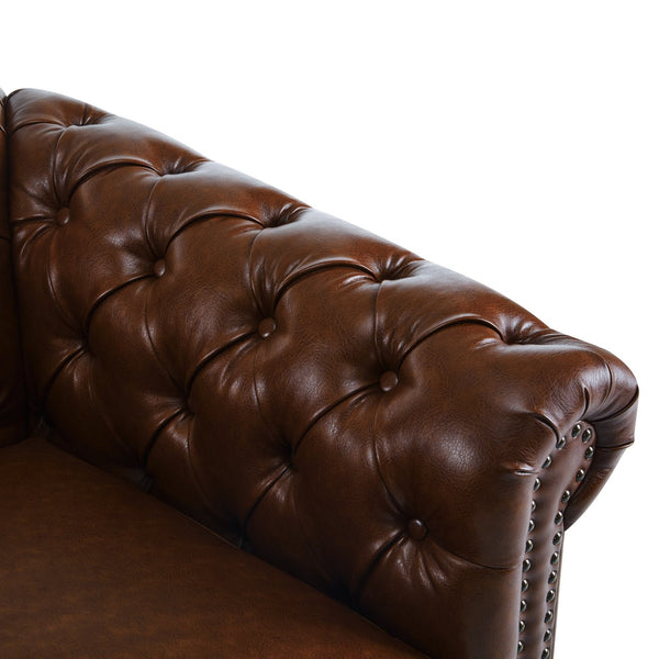 English Elm Christopher Knight Home® - Chesterfield Swivel Club Chair with Deep Button Tufting, Nailhead Trim, 360° Metal Swivel Comfort Dark Brown 39.25 L x 33.85 W x 27.85 H N776P195601D