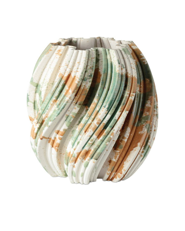 Currey & Company Camouflage Small Vase - Unique 3d-printed Porcelain Accent With Striking Swirl Design And Artistry Multi,Color Porcelain 1200-0987-currey-company
