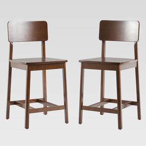 Minimalist Solid Wood Counter Stool - Set of 2 Walnut MASD7DWTVS Walker Edison