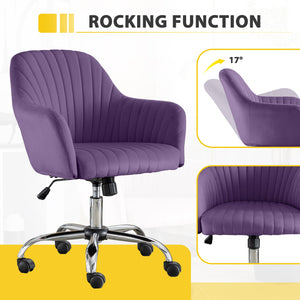 English Elm Accent velvet swivel chair with adjustable height, 360° rotation and casters for modern living spaces W1521P189971