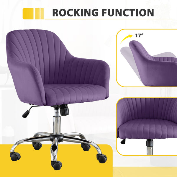 English Elm Accent velvet swivel chair with adjustable height, 360° rotation and casters for modern living spaces W1521P189971