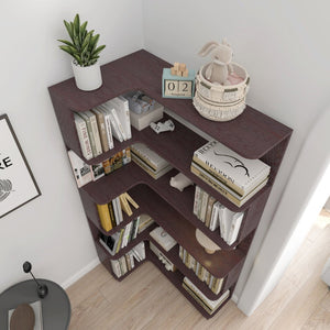 English Elm 90cm L-shaped Corner Bookcase Open Mdf Shelving Unit for Office or Bedroom W2899P444158