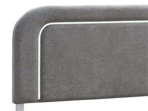 English Elm Milan Full Bed with Upholstered Headboard Led Frame Accents and Contemporary Design White B078S00705