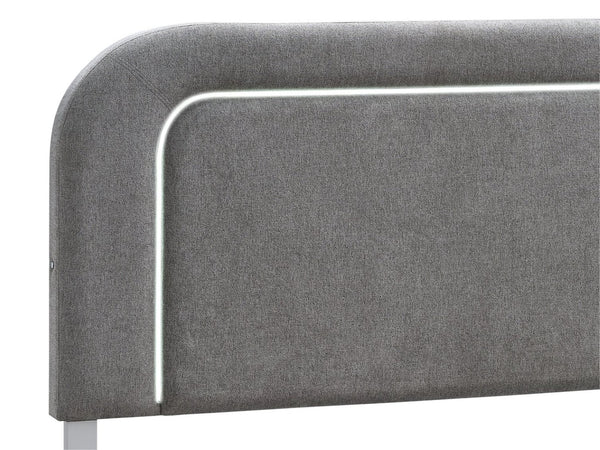 English Elm Milan Upholstered King Bed with Led Accents Fabric Headboard and Contemporary Frame B078S00706