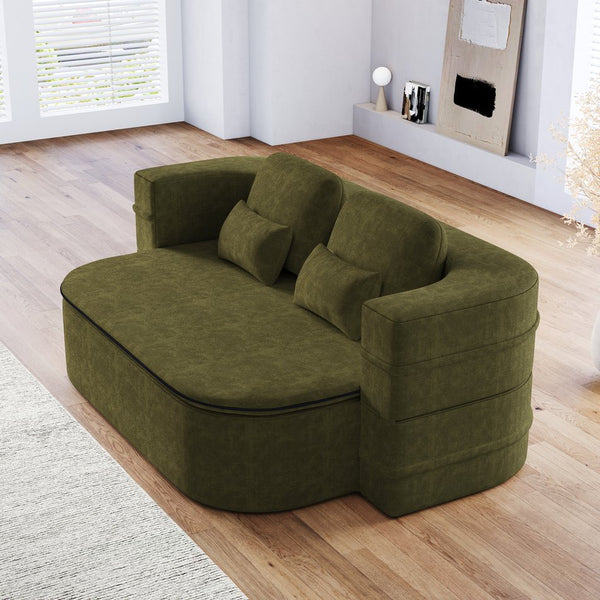 English Elm 75''2-In-1 Foldable Sofa Bed - Versatile Chenille Sleeper With Integrated Blanket For Small Spaces W834P317052
