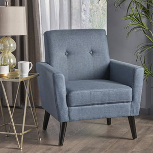 English Elm Christopher Knight Home® - CLUB Vintage-Inspired Fabric Club Chair with Nailhead Trim & Scroll Arms, Birch Legs, Contemporary Comfort Blue 31.5 L x 27.75 W x 18.5 H 60848.00BLU