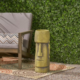 Christopher Knight Home® - Noble House - Glacier Outdoor Easter Island Tiki Urn, Antique Green Finish