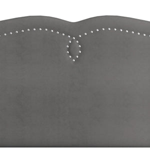 Worldwide Home Furnishings Aurora-54''/60'' Adjustable Headboard & Stylish Velvet Bench Set - Perfect For Double Or Queen Beds! Grey,Black Velvet,Wood 151-585d_Q-gy