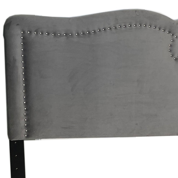 Worldwide Home Furnishings Aurora-54''/60'' Adjustable Headboard & Stylish Velvet Bench Set - Perfect For Double Or Queen Beds! Grey,Black Velvet,Wood 151-585d_Q-gy
