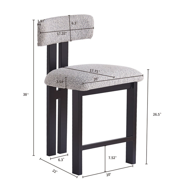 English Elm Christopher Knight Home® - 26.5'' Stylish Round Stools with Low Back - Comfortable Upholstered Seats, Walnut Base, Metal Frame Black+ Gray N780P236628G