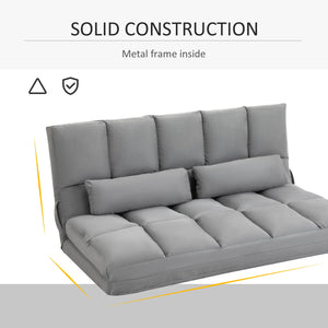 English Elm Homcom Convertible Floor Sofa Chair – Adjustable Lounger, Space-Saving Bed With 2 Pillows & Comfort W2225P217474