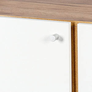 English Elm Sideboard Fluted Buffet Cabinet 47.2" with 3 Drawers & 2 Doors, Adjustable Shelves, Sleek Metal Handles W2282P220585