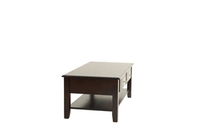 English Elm Classic Modern wooden coffee table with Ogumi veneer top, drawers & lower shelf for stylish storage Antique Black,Espresso 28 L x 10 W x 51 H B011P395606