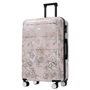 English Elm 6 Piece Hardshell Abs Travel Set with Spinner Wheels Combination Lock and Toiletry Bag Pink Flower N732P391160U