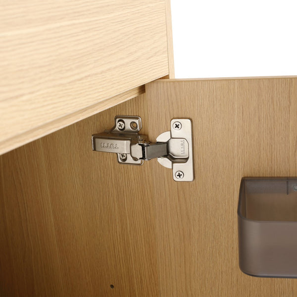 English Elm 48" Freestanding Bathroom Vanity Cabinet with 2 Soft-Close Doors, 3 Open Shelves, Towel Hanger, Boxes Designed for Organized Storage W999P376885