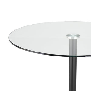 EuroStyle Ava Glass Top Pedestal Dining Table Matte Black Steel Base Bistro Style Seating 15132BLK-KIT