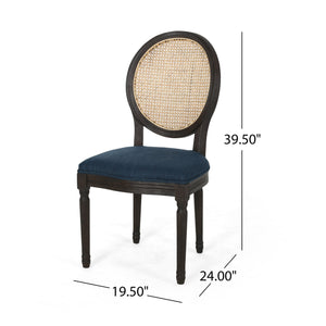 English Elm Christopher Knight Home® - DININGCHAIR Handcrafted Wicker & Fabric Dining Chair Set with Padded Seat, Rubberwood Frame Elegance Navy Blue 65164.00NBLU
