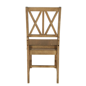 English Elm TOPMAX Rustic 5-Piece Extendable Round Dining Set with Trestle Base and Cross Back Chairs, Versatile Elegance Brown SP000042AAD