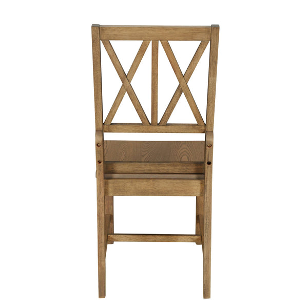 English Elm TOPMAX Rustic 5-Piece Extendable Round Dining Set with Trestle Base and Cross Back Chairs, Versatile Elegance Brown SP000042AAD