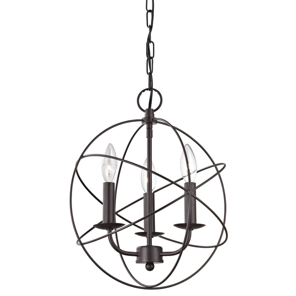 Thomas Lighting Williamsport Three Light Chandelier Brushed Metal Minimalist Dining Entryway Ceiling Fixture Bronze 13'' Wide 3-Light 1513CH/10
