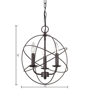 Thomas Lighting Williamsport Three Light Chandelier Brushed Metal Minimalist Dining Entryway Ceiling Fixture Bronze 13'' Wide 3-Light 1513CH/10