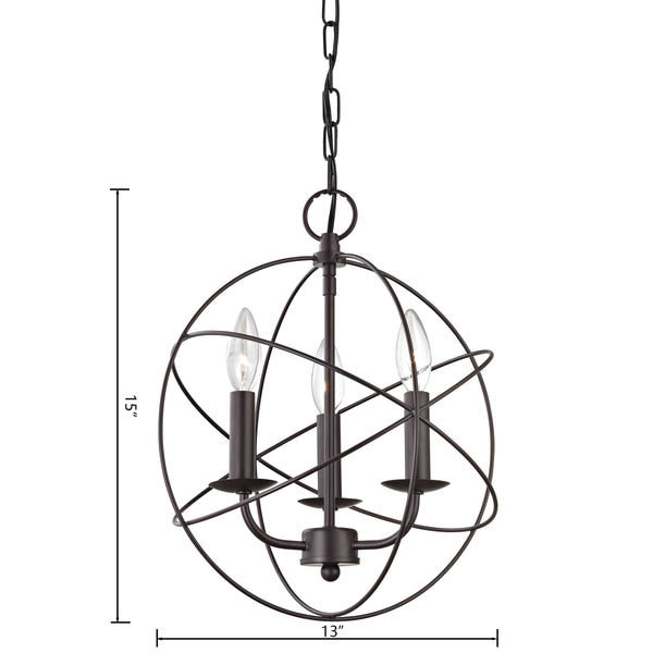 Thomas Lighting Williamsport Three Light Chandelier Brushed Metal Minimalist Dining Entryway Ceiling Fixture Bronze 13'' Wide 3-Light 1513CH/10