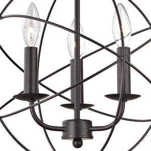 Thomas Lighting Williamsport Three Light Chandelier Brushed Metal Minimalist Dining Entryway Ceiling Fixture Bronze 13'' Wide 3-Light 1513CH/10