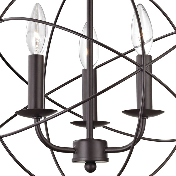Thomas Lighting Williamsport Three Light Chandelier Brushed Metal Minimalist Dining Entryway Ceiling Fixture Bronze 13'' Wide 3-Light 1513CH/10
