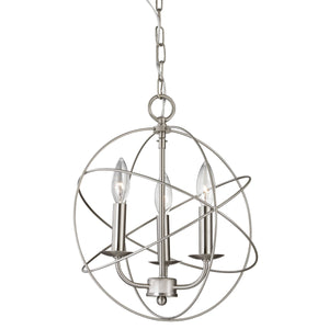 Thomas Lighting Williamsport Three Light Chandelier Brushed Metal Minimalist Dining Entryway Ceiling Fixture Nickel 13'' Wide 3-Light 1513CH/20