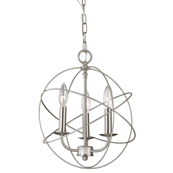 Thomas Lighting Williamsport Three Light Chandelier Brushed Metal Minimalist Dining Entryway Ceiling Fixture Nickel 13'' Wide 3-Light 1513CH/20