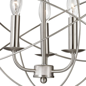 Thomas Lighting Williamsport Three Light Chandelier Brushed Metal Minimalist Dining Entryway Ceiling Fixture Nickel 13'' Wide 3-Light 1513CH/20