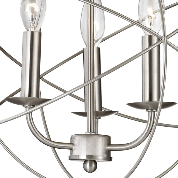 Thomas Lighting Williamsport Three Light Chandelier Brushed Metal Minimalist Dining Entryway Ceiling Fixture Nickel 13'' Wide 3-Light 1513CH/20